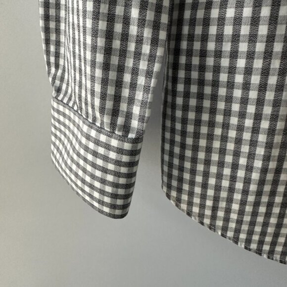 Banana Republic Medium 15-15.5 Slim Gray & White Check Men's Dress Shirt - Picture 6 of 11